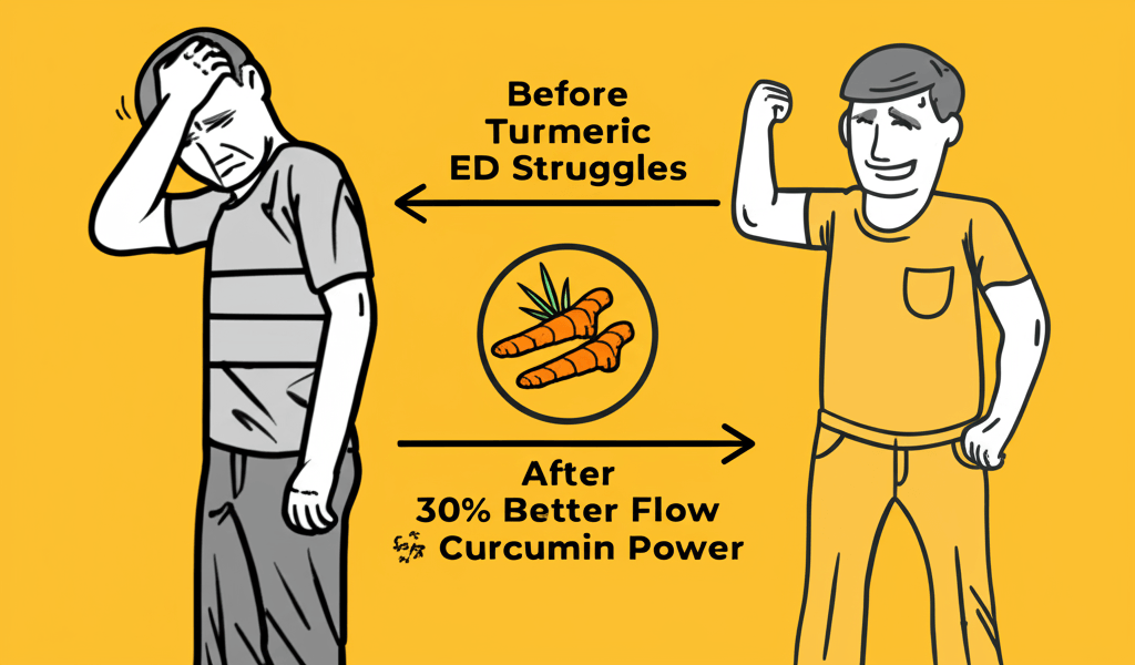 Before and after infographic: Turmeric for ED boosts midlife mojo