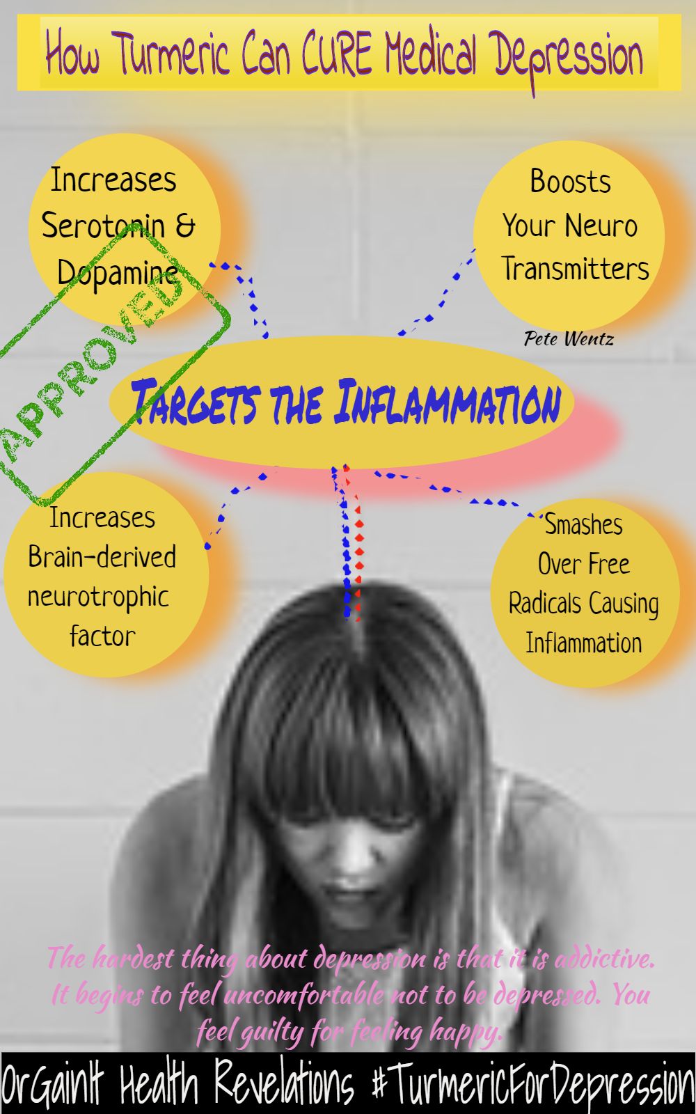 Infographic of how turmeric curcuminoids work 5 ways to combat depression