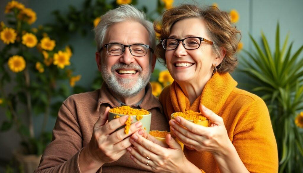 midlife couple enjoying a turmeric for dopamine boost