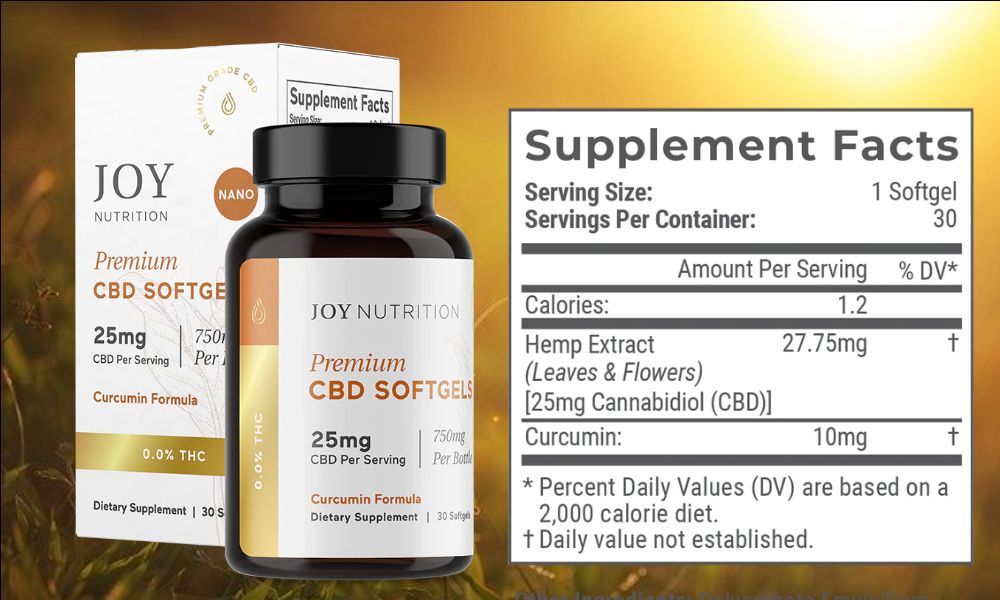 showing joy organics turmeric and cbd softgels