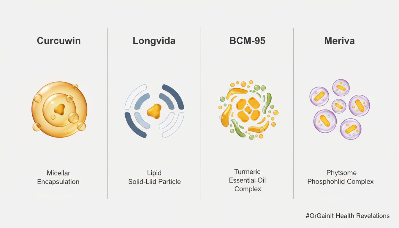 Visual comparison of Curcuwin with Longvida, BCM‑95, and Meriva delivery systems