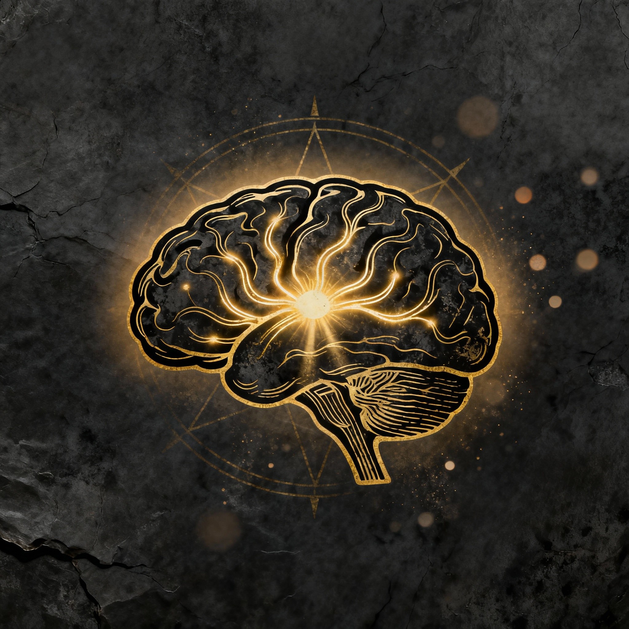 Golden brain icon for mental clarity