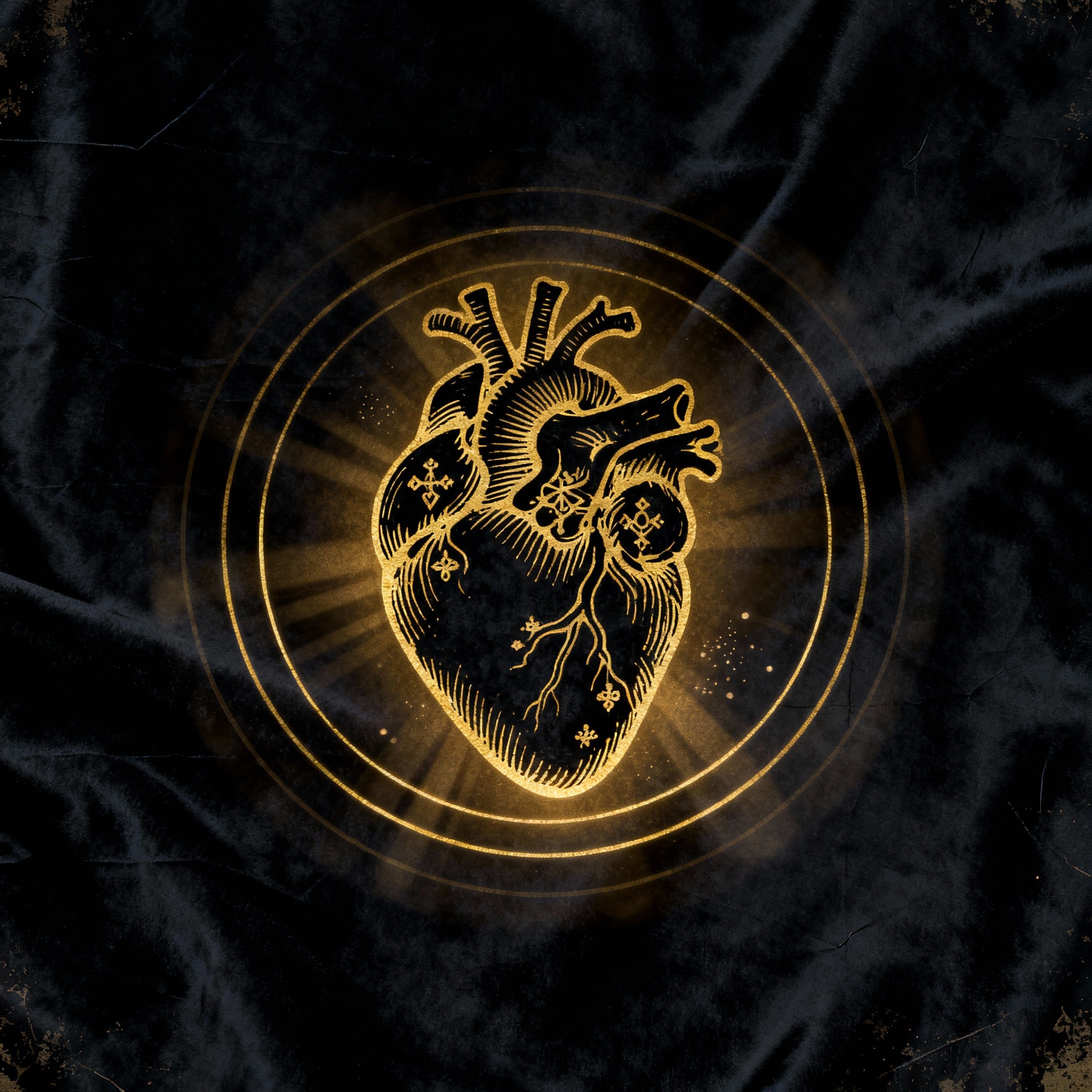 Golden heart icon for cardiovascular harmony