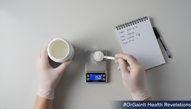 A top-down view of hands carefully measuring white CuroWhite powder on a digital scale, demonstrating the importance of precise dosage for this supplement.
