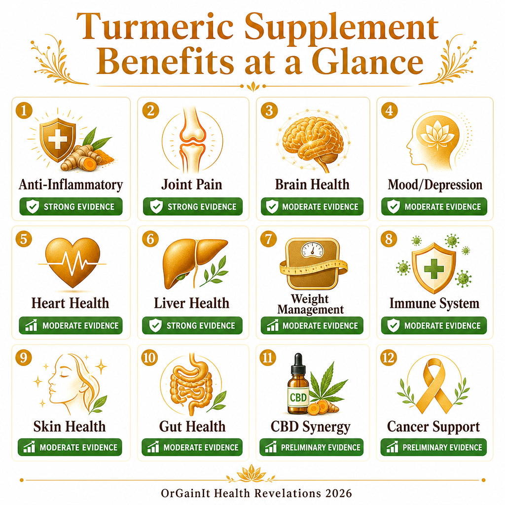 Turmeric benefits at a glance — 2026 infographic