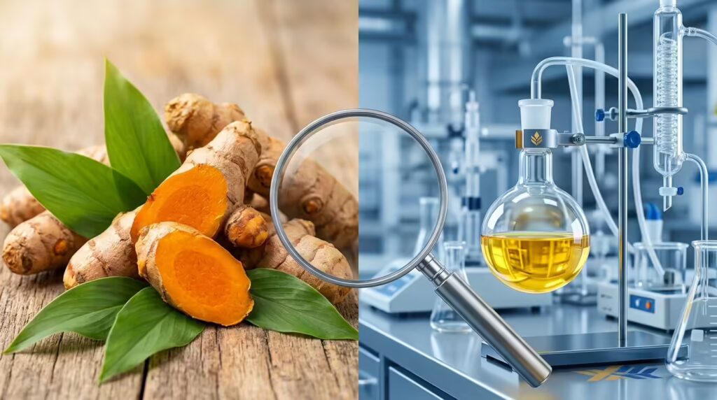 Natural turmeric root versus synthetic curcumin in a lab flask — what is synthetic curcumin.